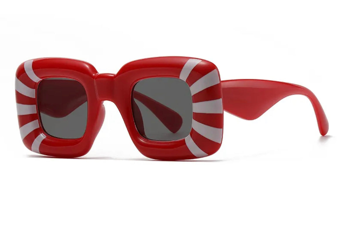 red sunglasses, strip glasses, fashion glasses 