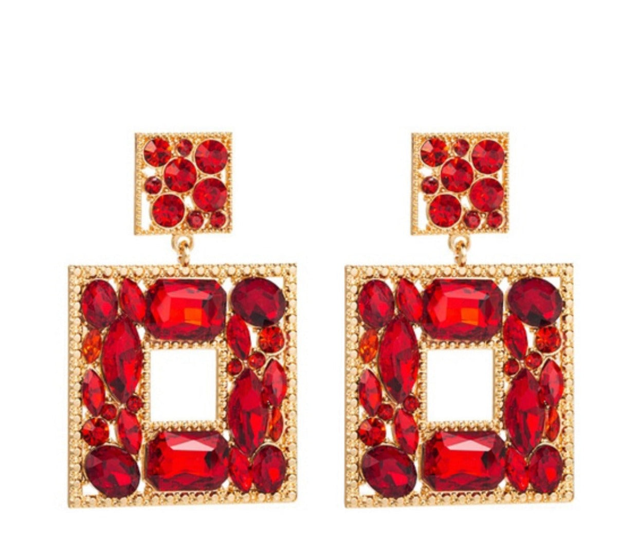 red earrings, classy earrings, red, gold/red earrings, valentine day earrings 